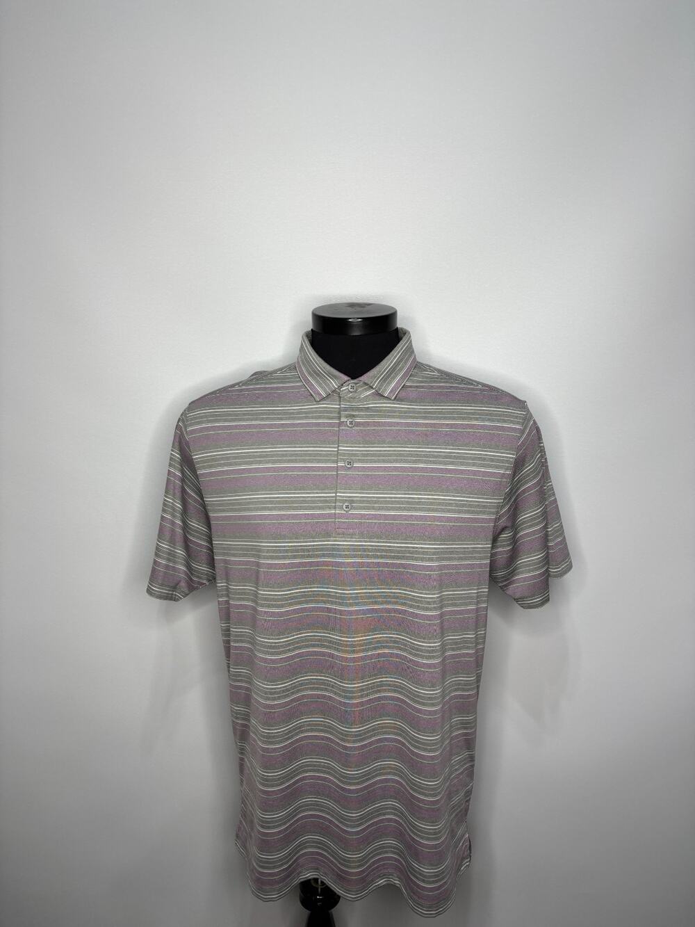 Matte Grey Gold Performance Shirt Polo Mens Large L